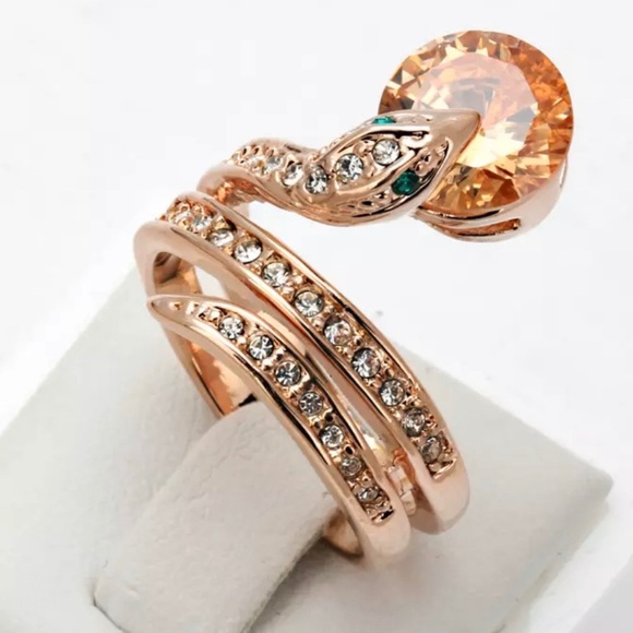 Serpent of Temptation Austrian Crystal Wrap Ring - Picture 2 of 8